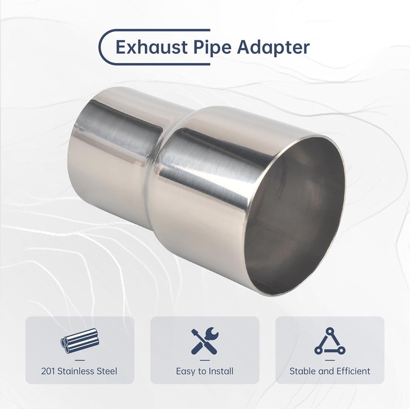 BATONECO ID 2 Inch to ID 2.25 Inch Exhaust Pipe to Component Pipe Adapter, 2" ID to 2.25" ID Reducer Polished Stainless Steel 4" Overall Length (2” ID-2.25” ID) - Image 4